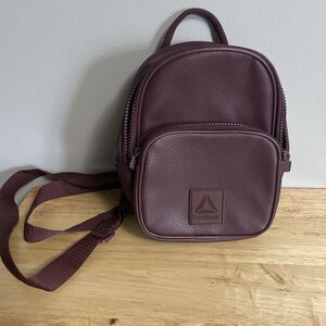 Reebok Mini Backpack Burgundy purple Faux Leather Small Women Daypack